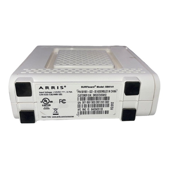 ARRIS SURFboard SB6141 8x4 DOCSIS 3.0 Cable Modem (with AC and Cat5) - Picture 4 of 7